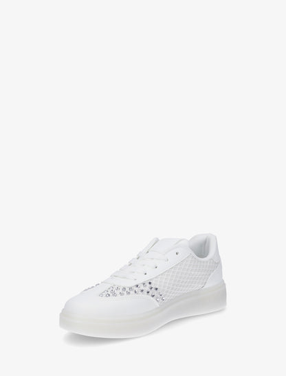 Sneakers strassées à semelle caoutchouc - Blanc - 3