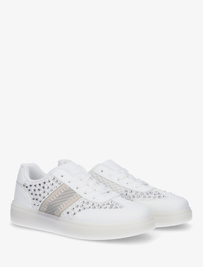 Sneakers strassées à semelle caoutchouc - Blanc - 4