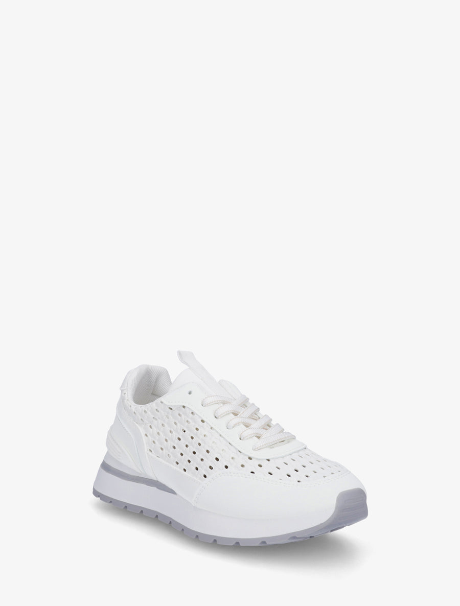 Sneakers à empiècement effet macramé - Blanc - 2
