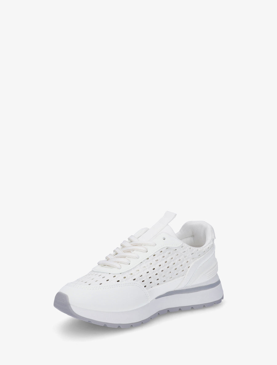 Sneakers à empiècement effet macramé - Blanc - 3