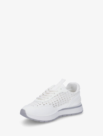 Sneakers à empiècement effet macramé - Blanc - 3