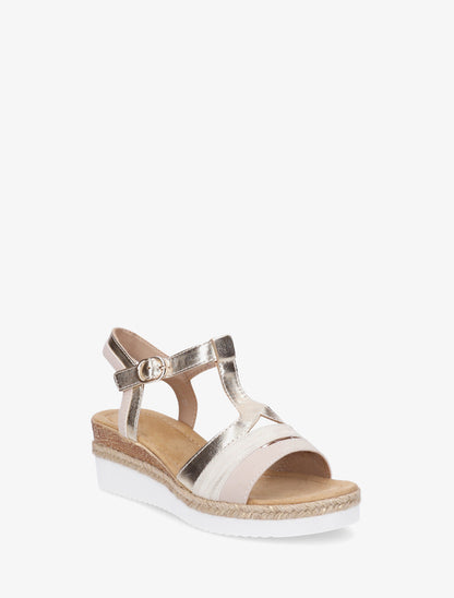 Sandales nacrées à bride en T fantaisie - Beige - 2