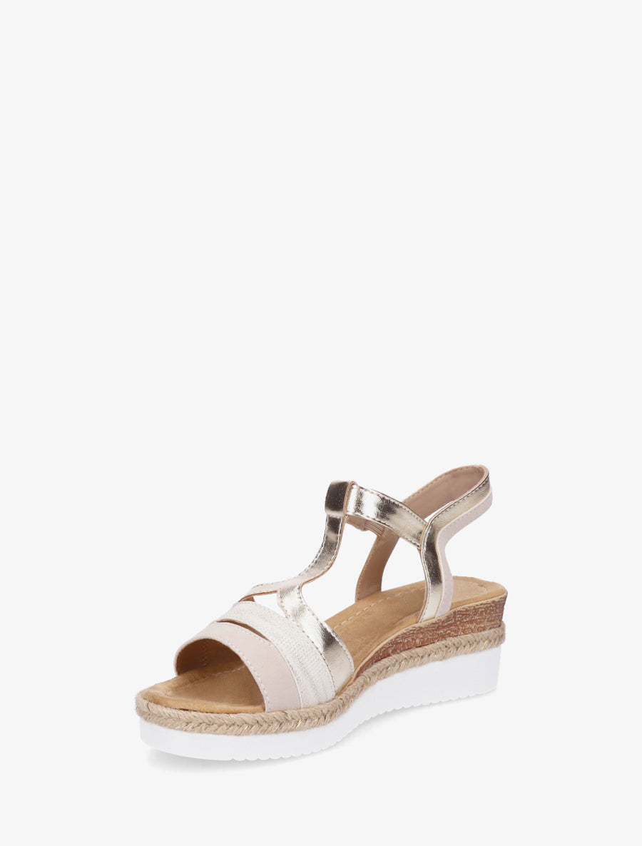 Sandales nacrées à bride en T fantaisie - Beige - 3