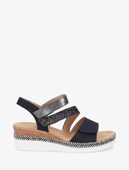 Sandales compensées à scratch - Noir - 1