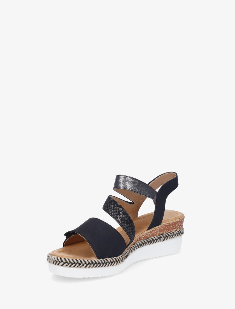 Sandales compensées à scratch - Noir - 3