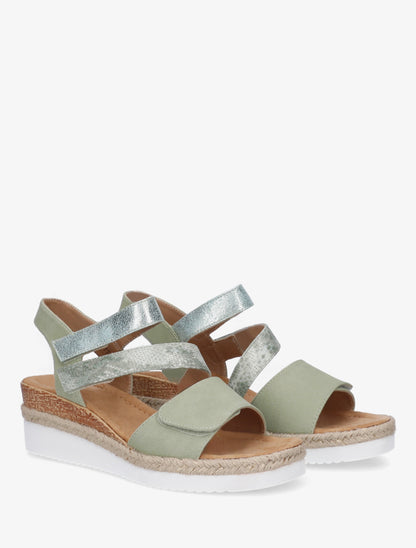 Sandales compensées à scratch - Vert olive - 4