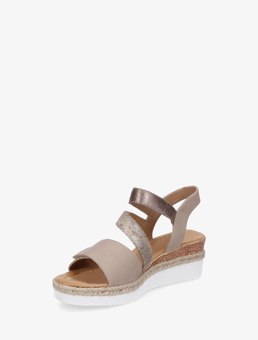 Sandales compensées à scratch - Taupe - 3