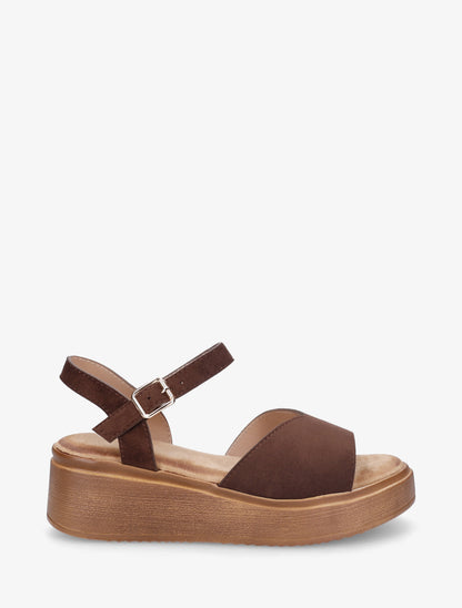 Sandales en suédine à bride en V - Marron - 1