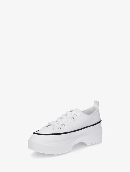 Baskets en toile à semelle plateforme - Blanc - 3