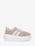 Baskets effet nubuck à bandes - Taupe - 1