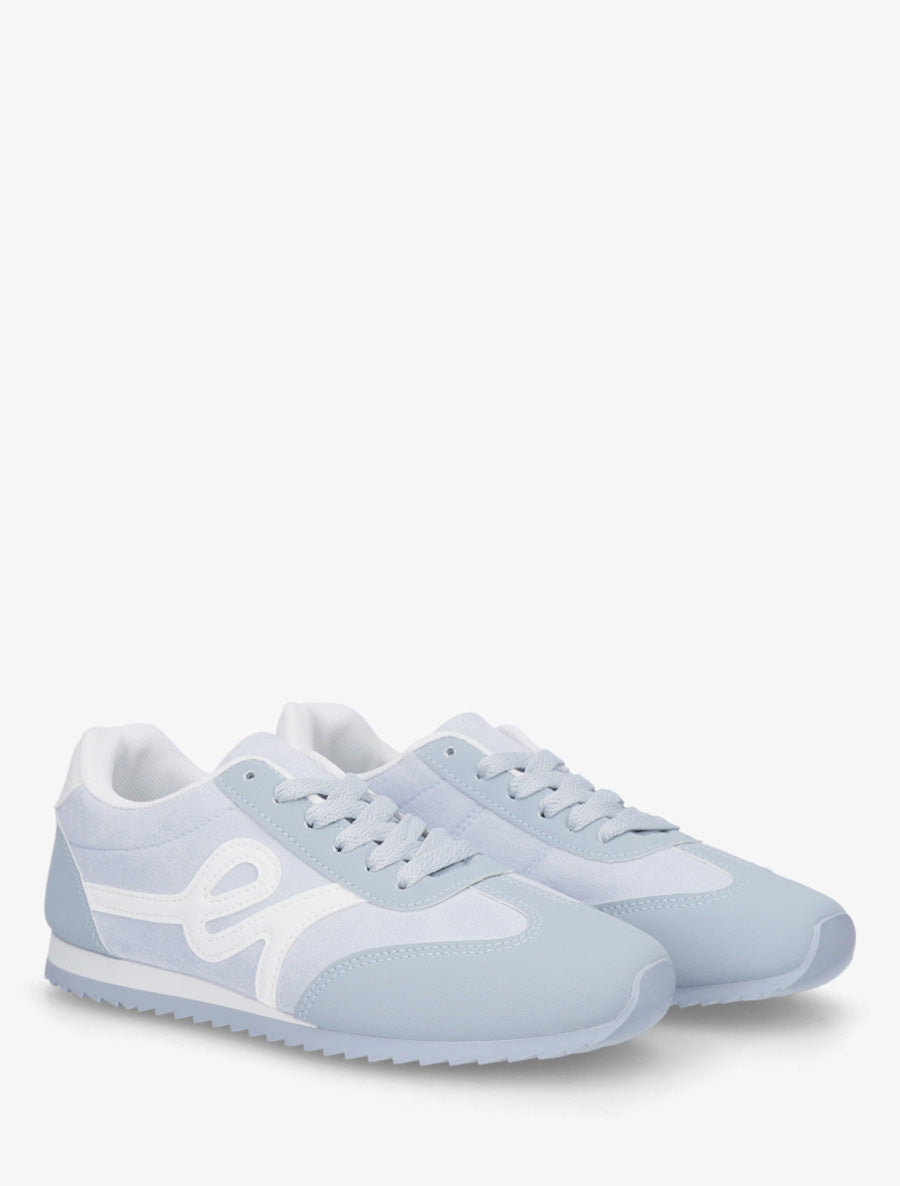 Sneakers en suédine à empiècement effet nubuck - Bleu ciel - 4