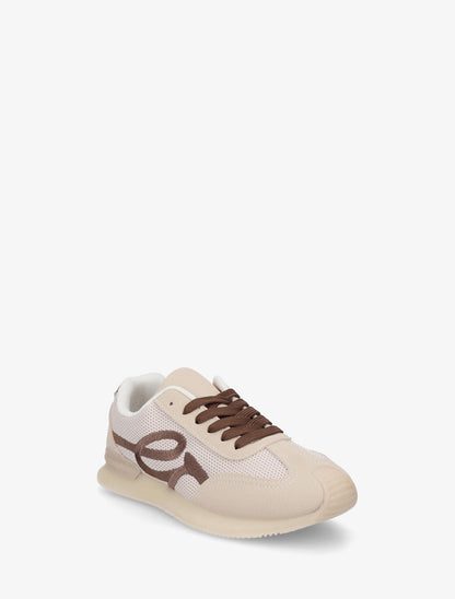 Baskets bimatière à broderie fantaisie - Marron - 2