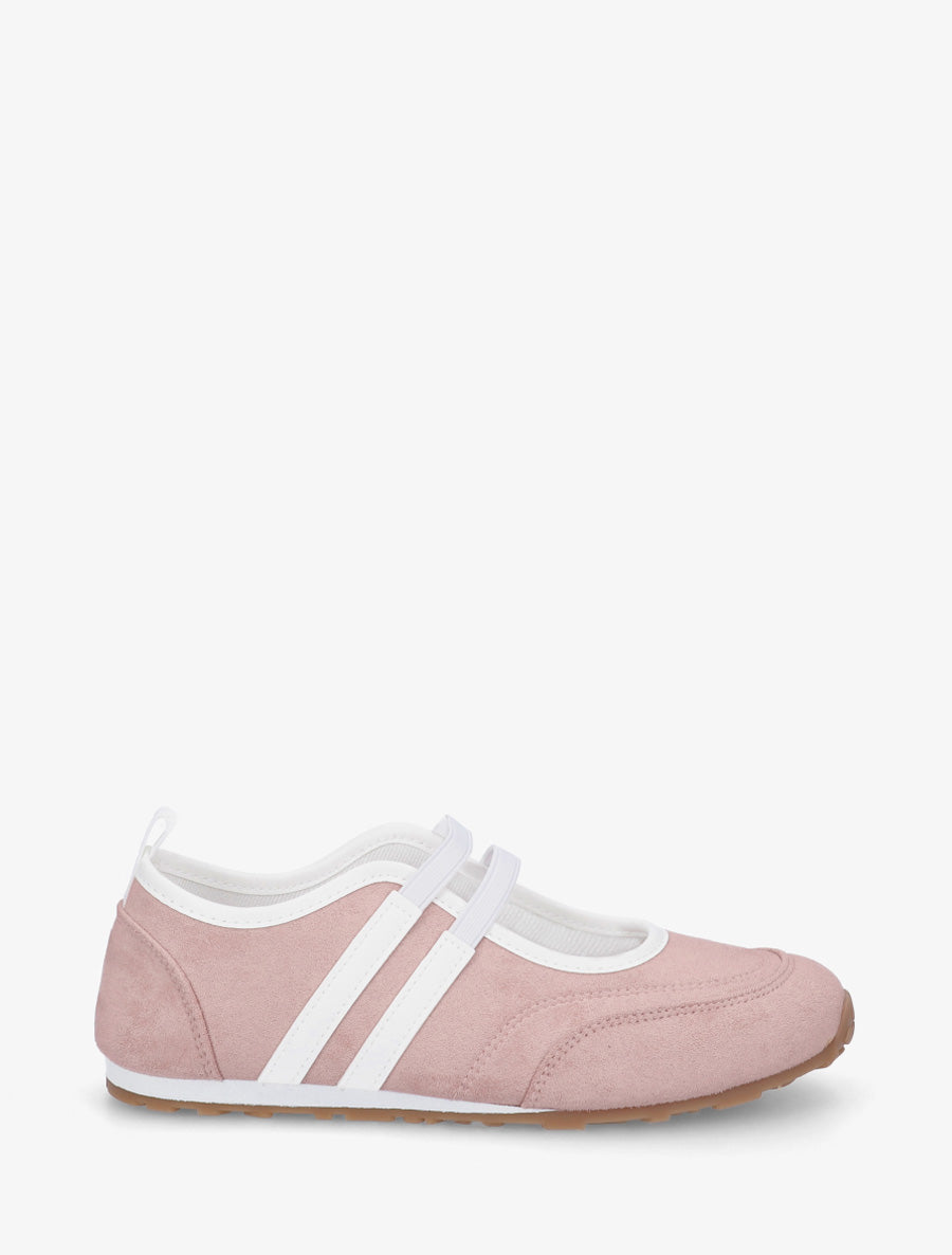 Ballerines en suédine à bandes - Rose - 1