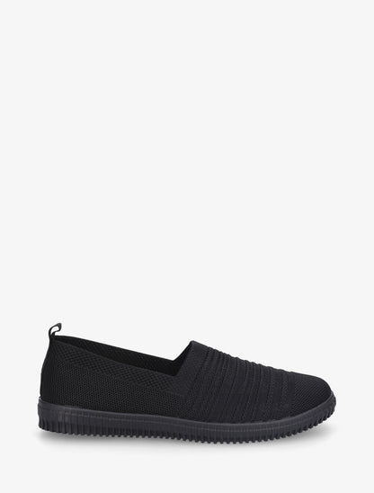 Slip-on en maille ajourée rayée - Noir - 1