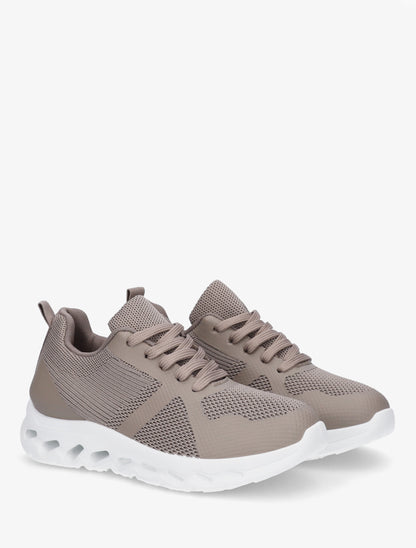 Baskets en tissu à semelle ajourée - Taupe - 4