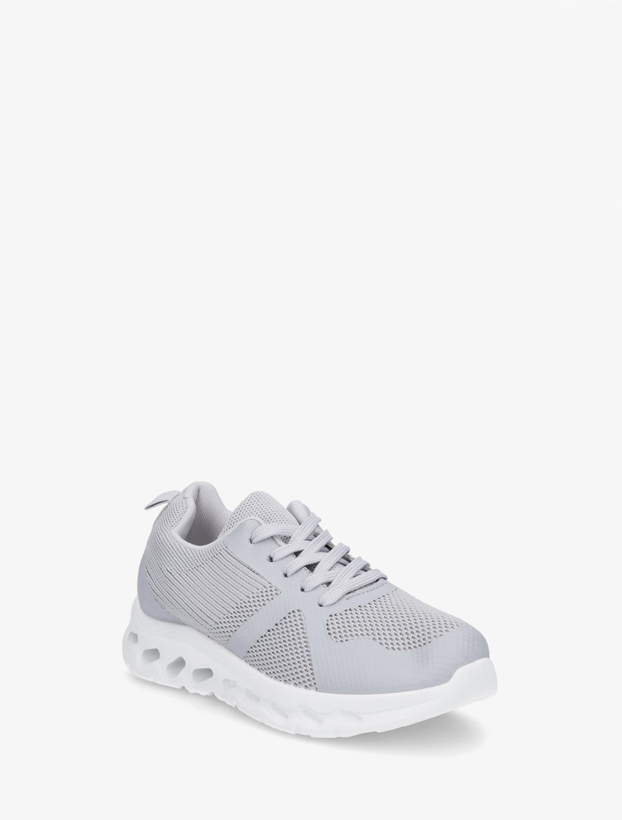 Baskets en tissu à semelle ajourée - Gris clair - 2