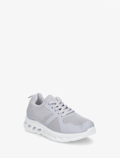 Baskets en tissu à semelle ajourée - Gris clair - 2