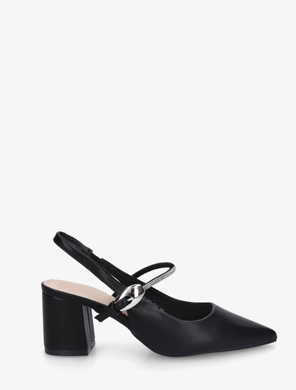 Escarpins unis à bride strassée - Noir - 1