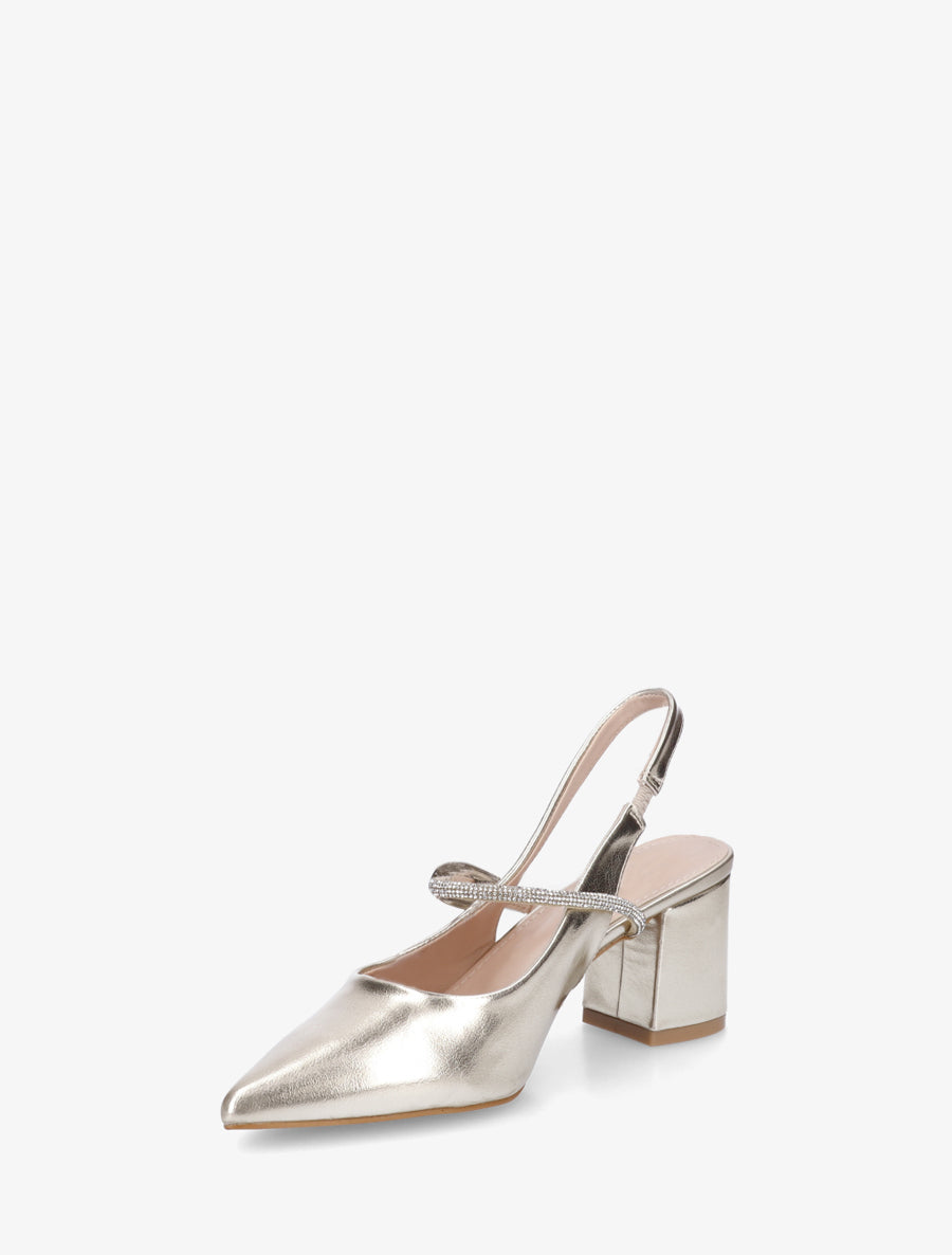 Escarpins unis à bride strassée - Or - 3