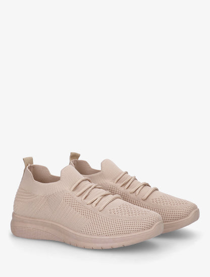 Baskets unies en maille - Taupe - 4