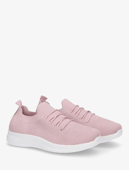 Baskets unies en maille - Rose - 4