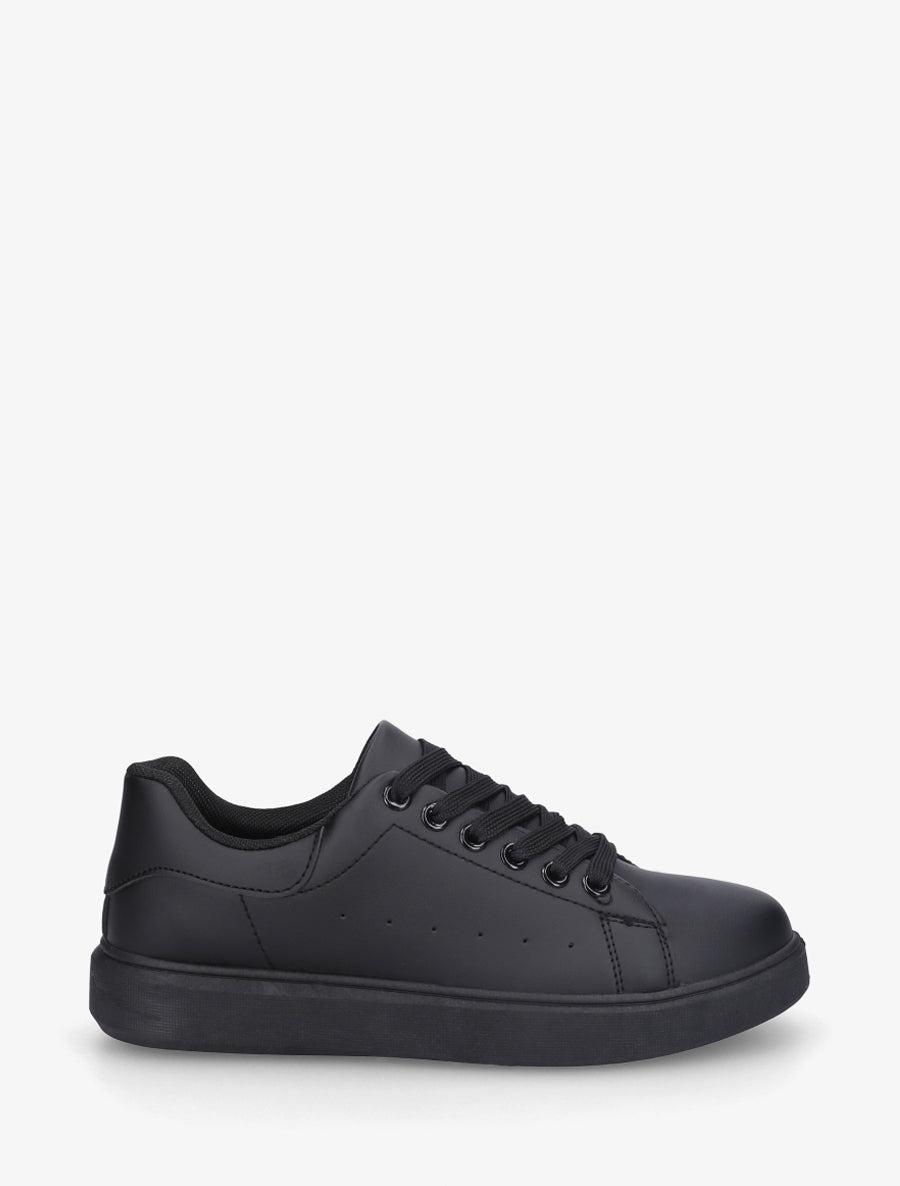 Sneakers basiques en simili - Noir - 1