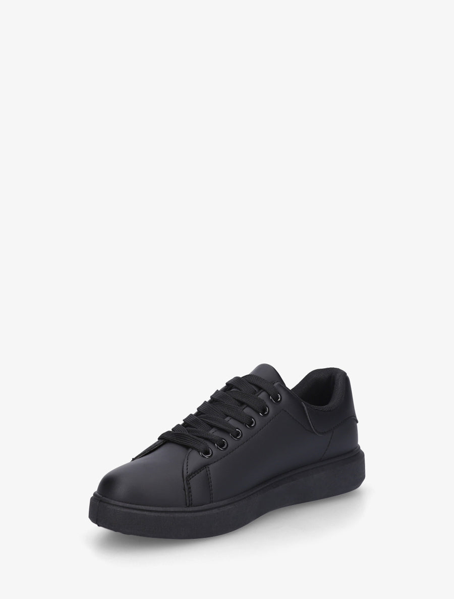 Sneakers basiques en simili - Noir - 3
