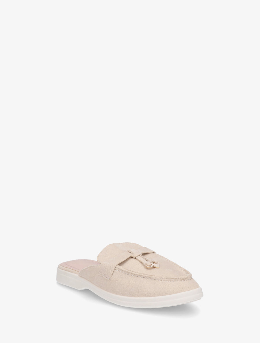 Mules en suédine style mocassin - Beige - 2
