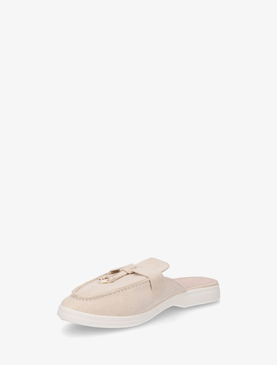 Mules en suédine style mocassin - Beige - 3