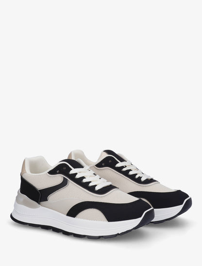 Baskets bimatière à semelle crantée - Noir - 4