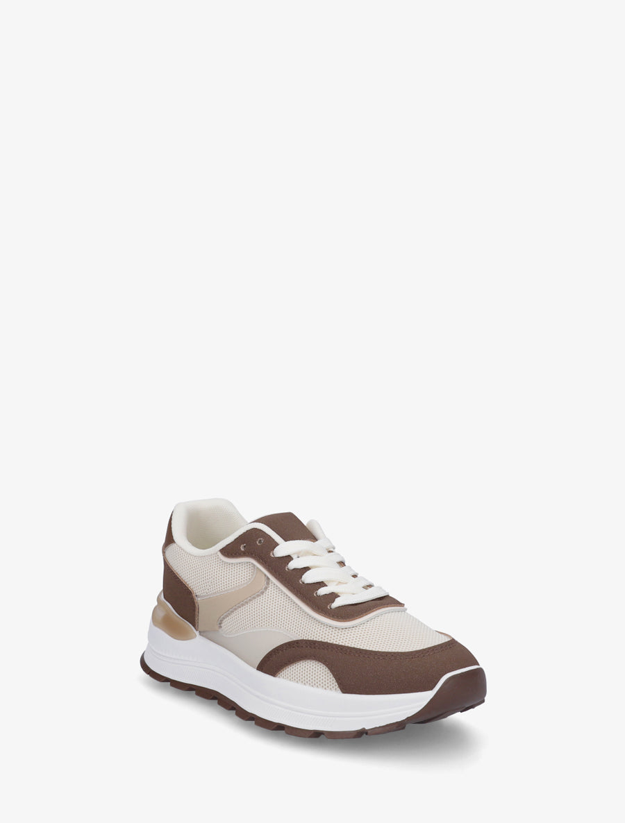 Baskets bimatière à semelle crantée - Marron - 2