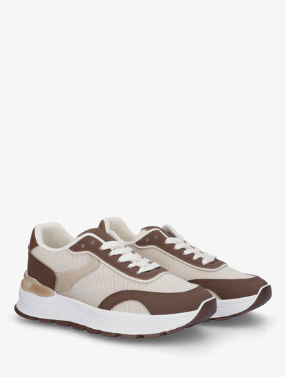 Baskets bimatière à semelle crantée - Marron - 4