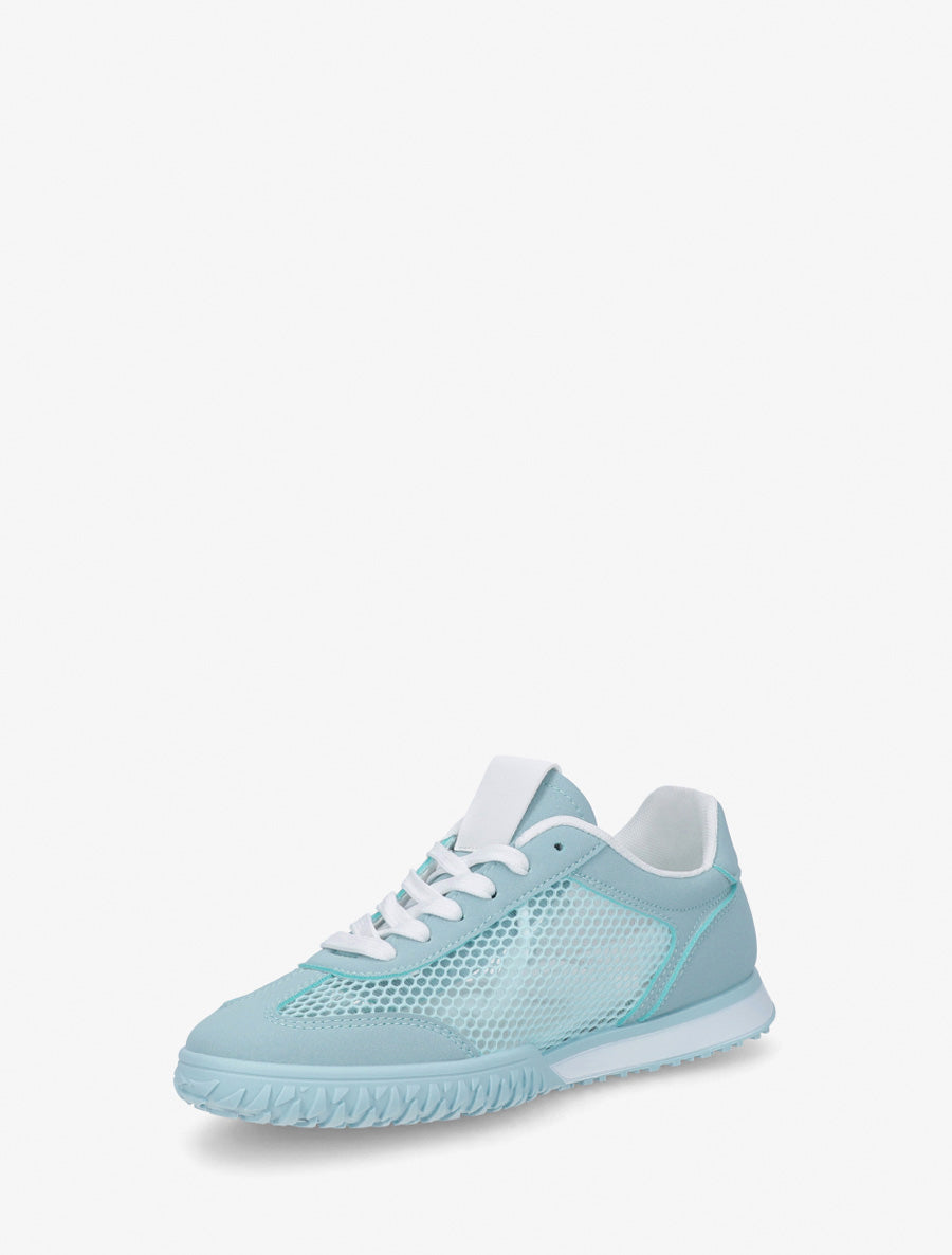 Sneakers met strepen en wafelstof. - Lichtblauw