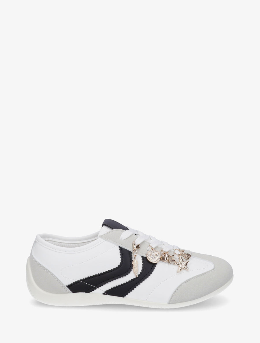 Sneakers à empiècement bijoux dépareillés - Blanc - 1