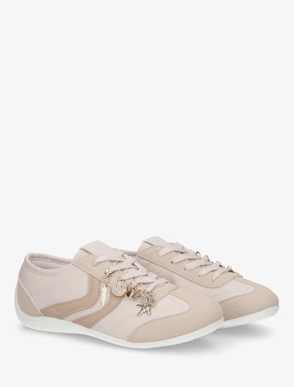 Sneakers à empiècement bijoux dépareillés - Beige - 4