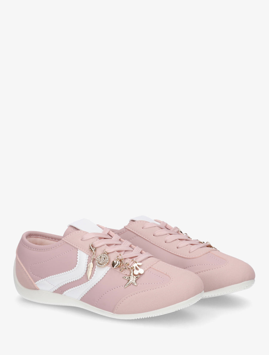 Sneakers à empiècement bijoux dépareillés - Rose - 4