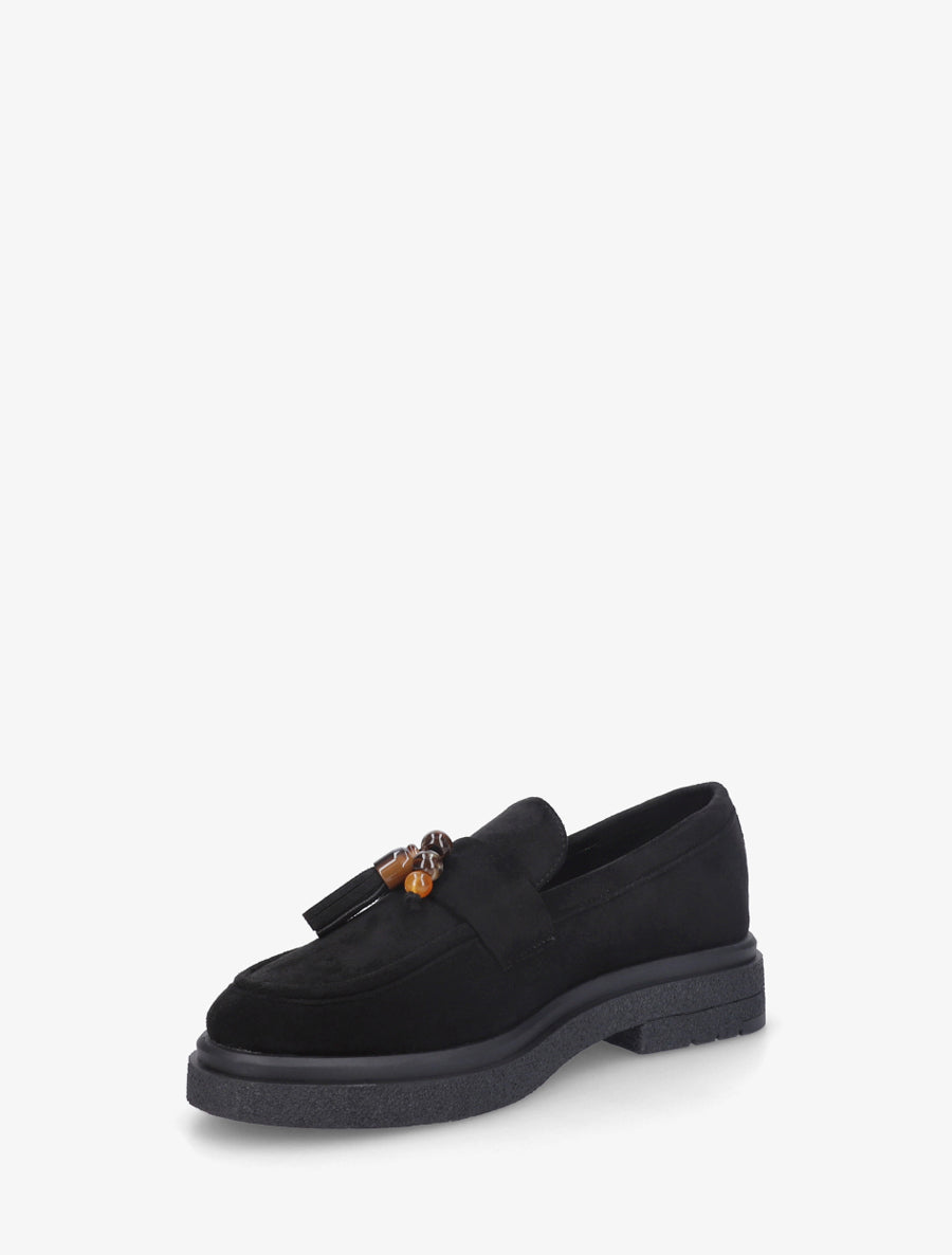 Mocassins en suédine à perles - Noir - 3