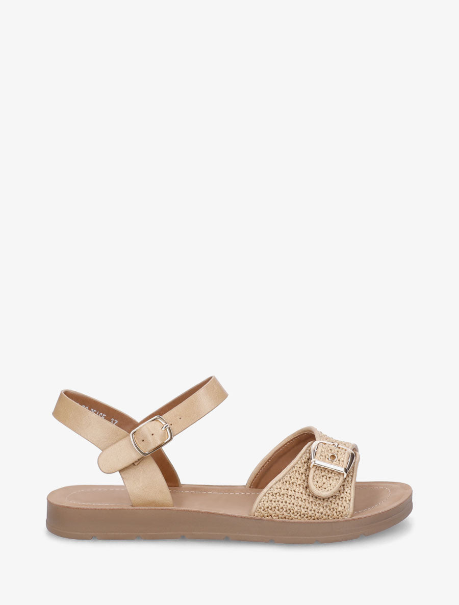 Nu-pieds à bride effet effet raphia - Beige foncé - 1