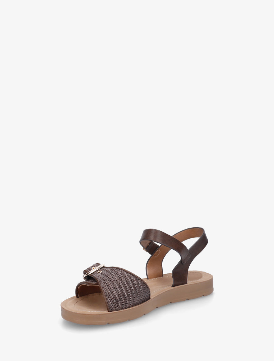 Nu-pieds à bride effet effet raphia - Marron - 3