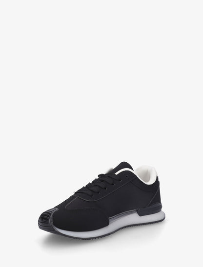 Baskets effet satiné à broderie fantaisie - Noir - 3