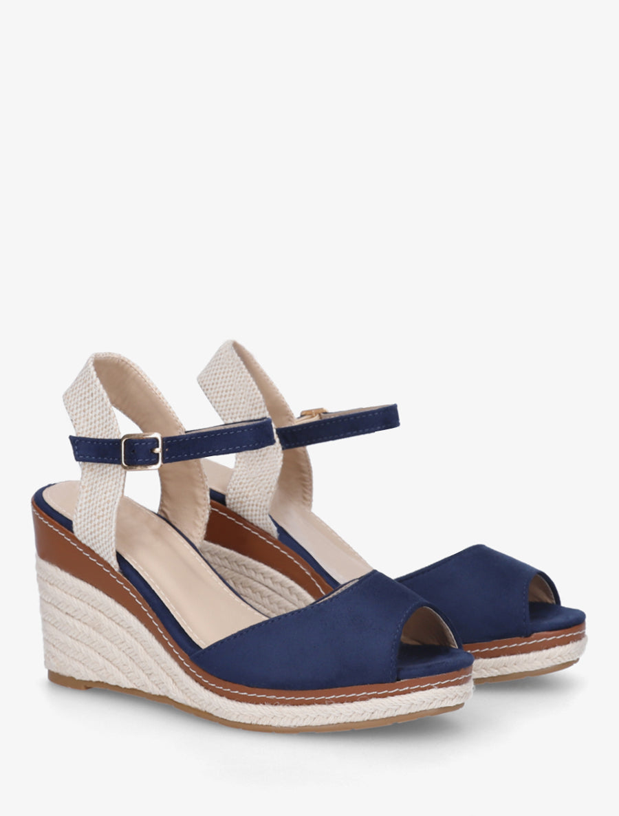 Sandales compensées style espadrille - Marine - 4