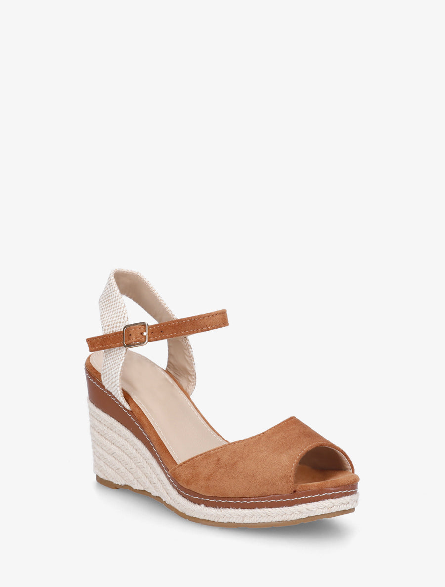 Sandales compensées style espadrille - Camel - 2