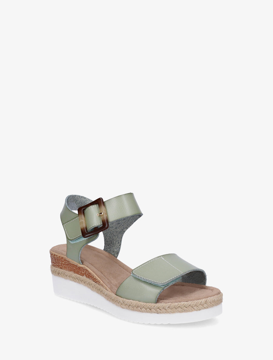 Sandales à scratch en simili - Vert d&