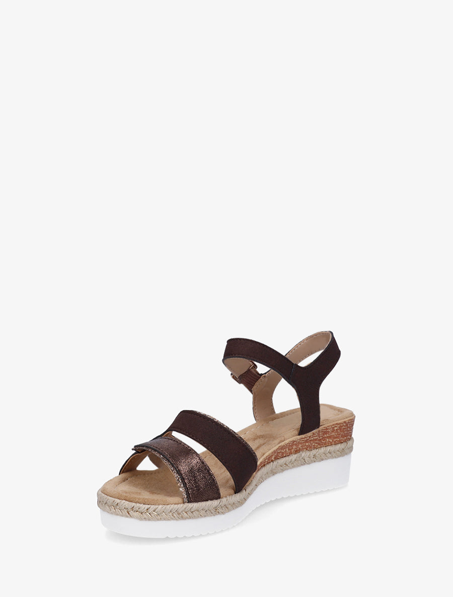 Sandales compensées bride fantaisie irisée - Marron - 3