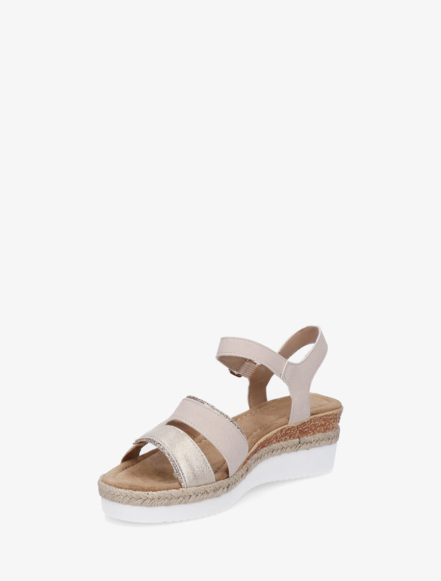 Sandales compensées bride fantaisie irisée - Beige - 3