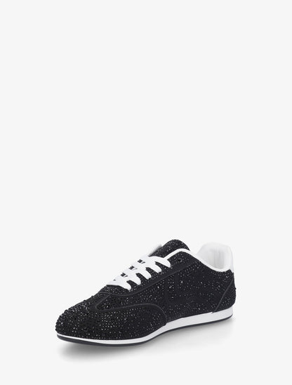 Sneakers effet nubuck à strass - Noir - 3