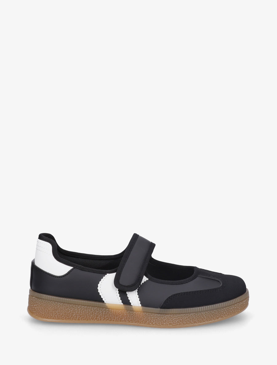 Ballerines style sneakers à scratch - Noir - 1