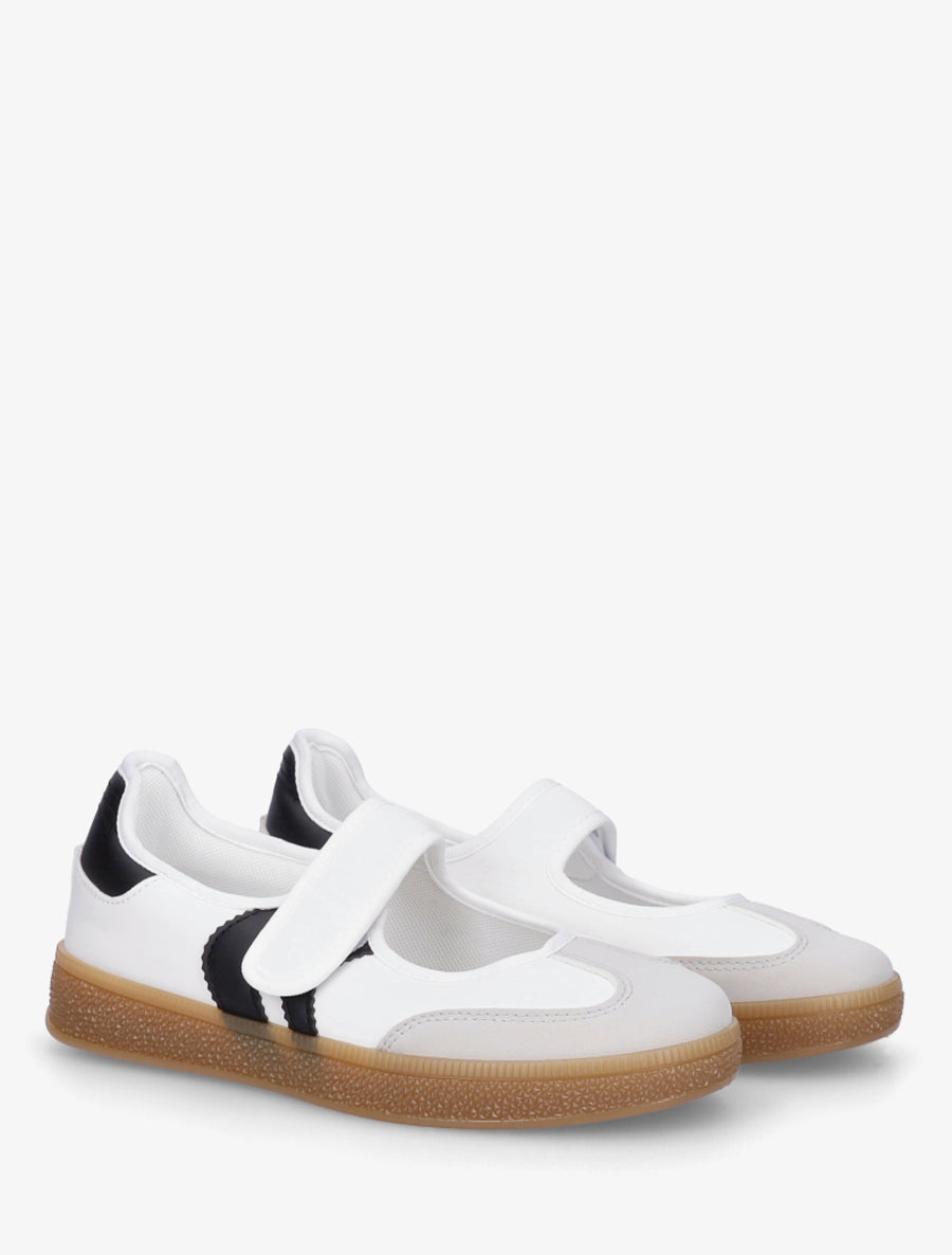 Ballerines style sneakers à scratch - Blanc - 4