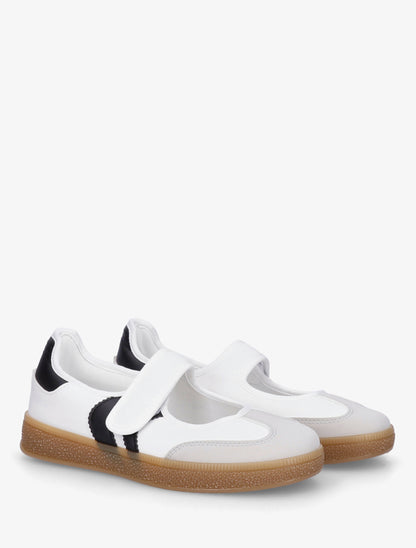 Ballerines style sneakers à scratch - Blanc - 4