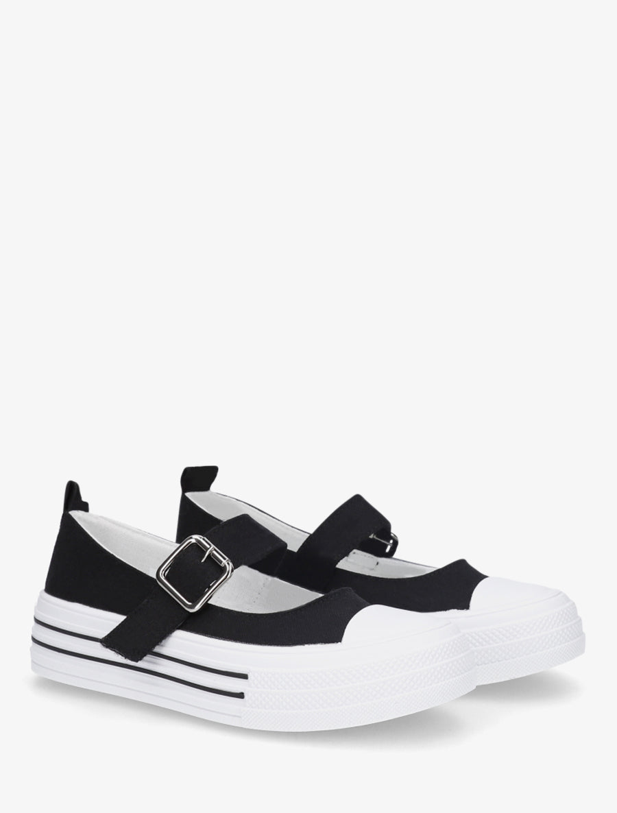 Ballerines style baskets à scratch - Noir - 4